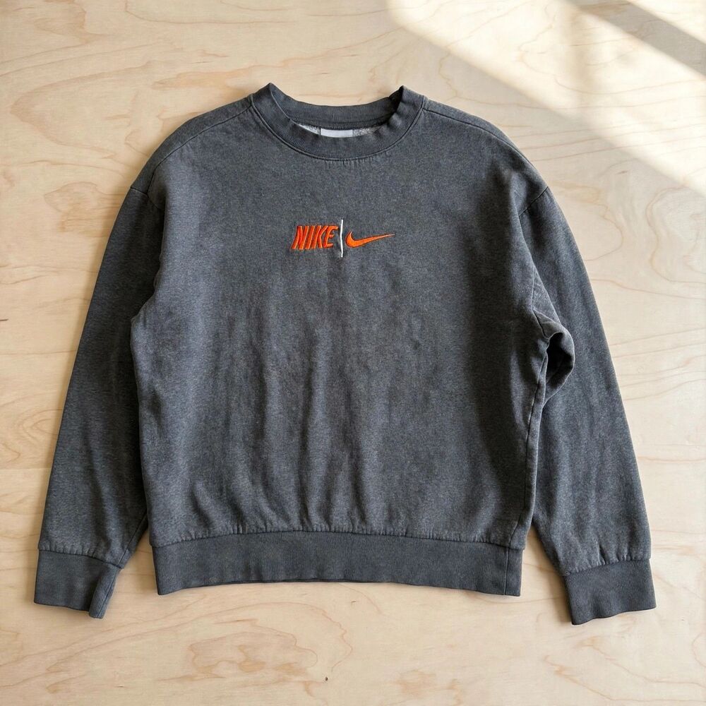 VTG Nike Silver Tag Crewneck Sweatshirt L Embroidered Center Swoosh Y2K Gray